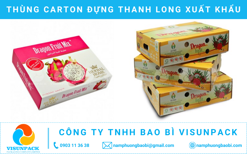 thùng carton đựng thanh long xuất khẩu giá rẻ