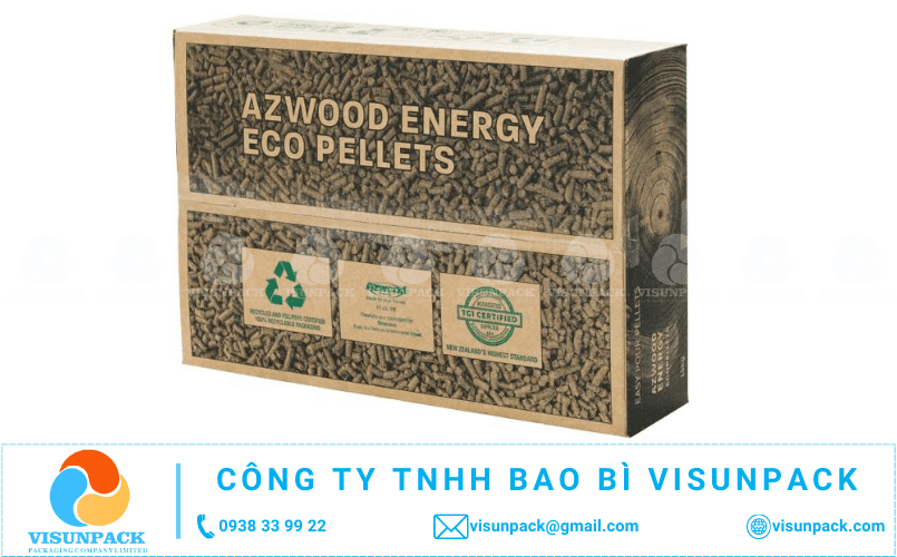 thùng carton đựng viên nén gỗ xuất khẩu giá rẻ tphcm